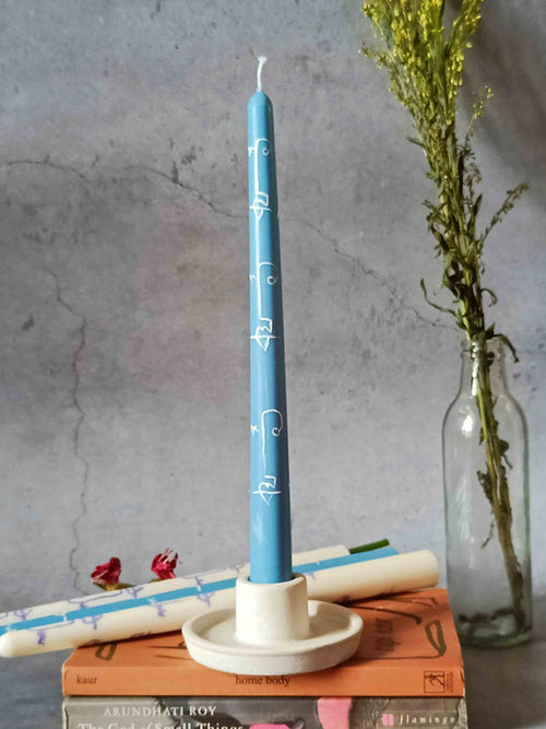 Abstract Faces Hand- painted Tapered Candle