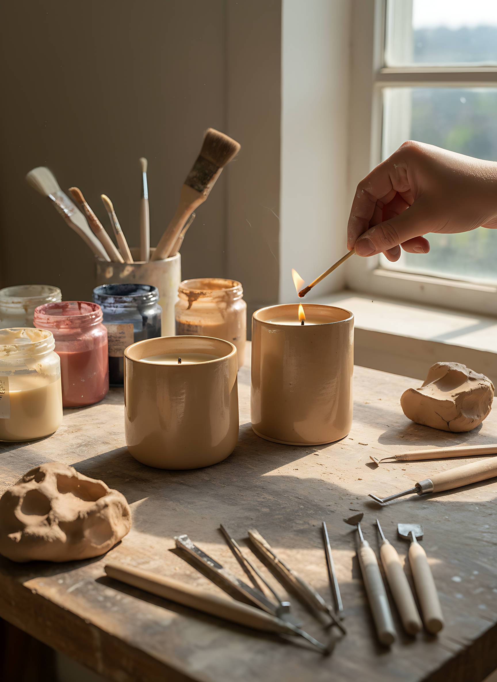 Dune Ceramic Candle Set of 2 Small & Medium