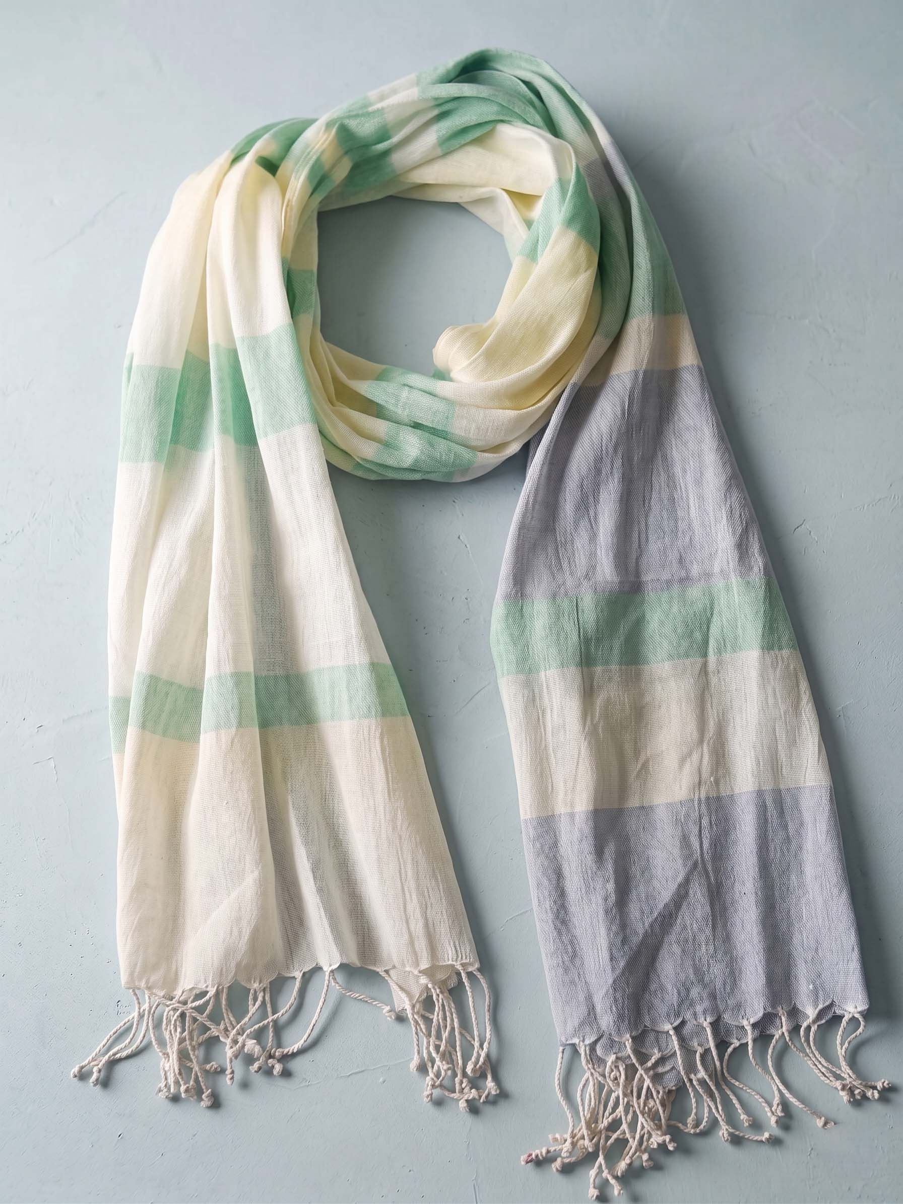 Ivory Mauve Hemp Stole
