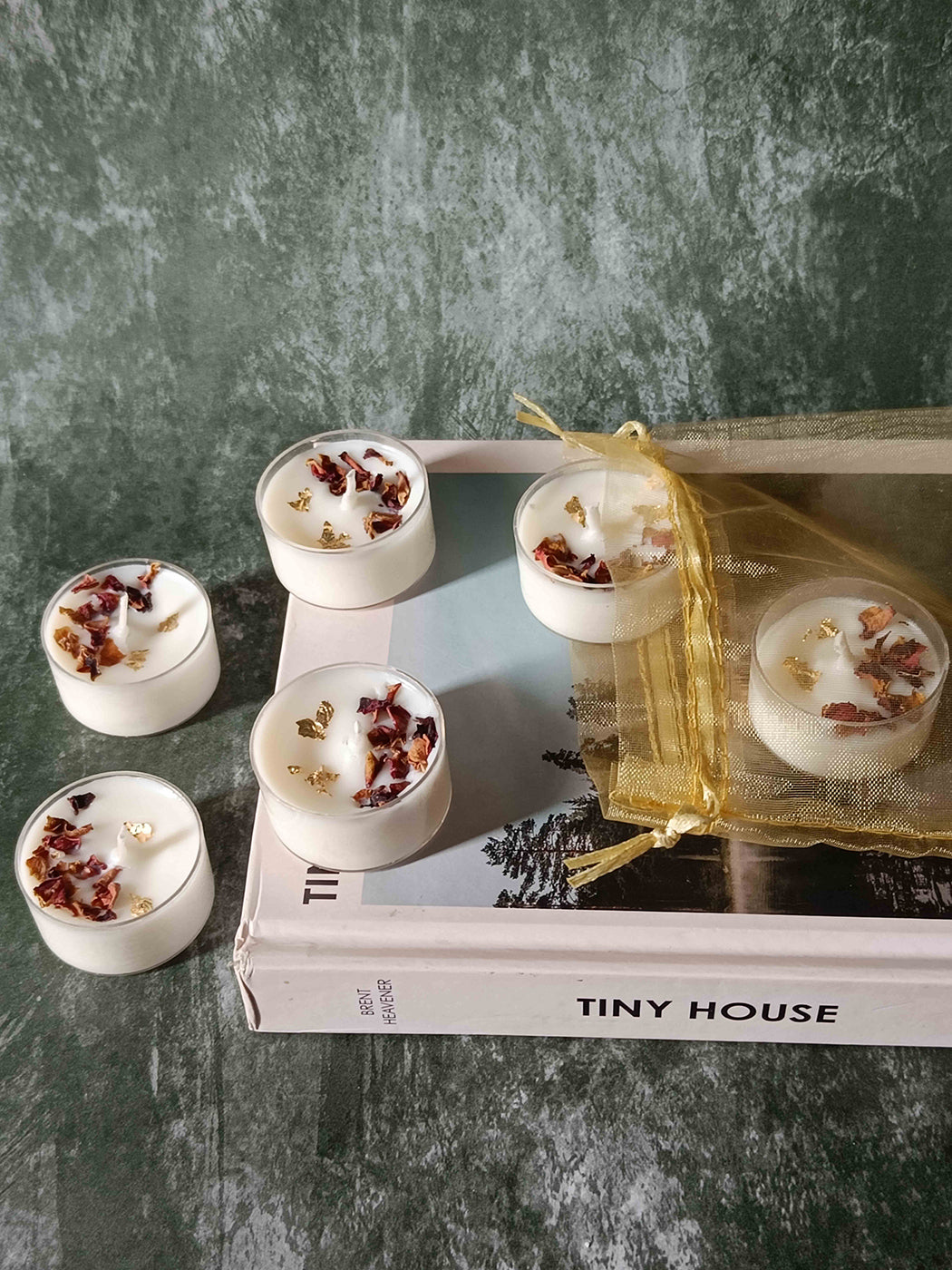 Rose Petals & Gold Foil Tealight - Set of 6