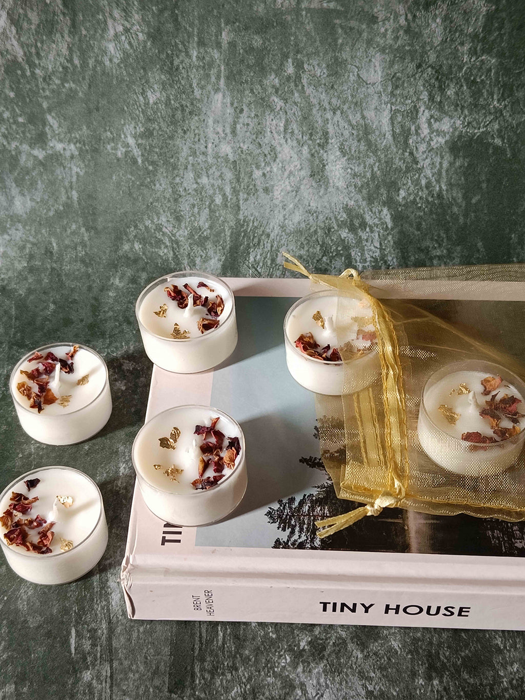 Rose Petals & Gold Foil Tealight - Set of 6