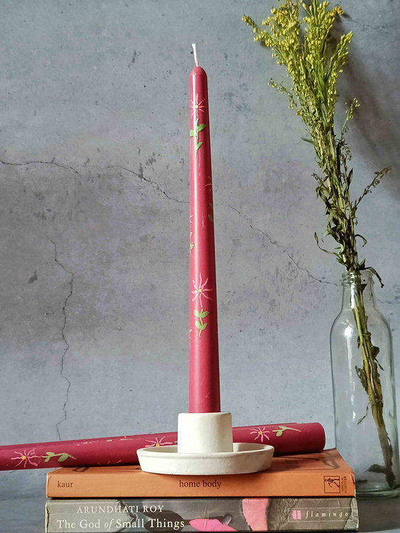 Spring Garden Hand- Painted Tapered Candle