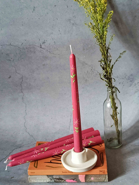Spring Garden Hand- Painted Tapered Candle