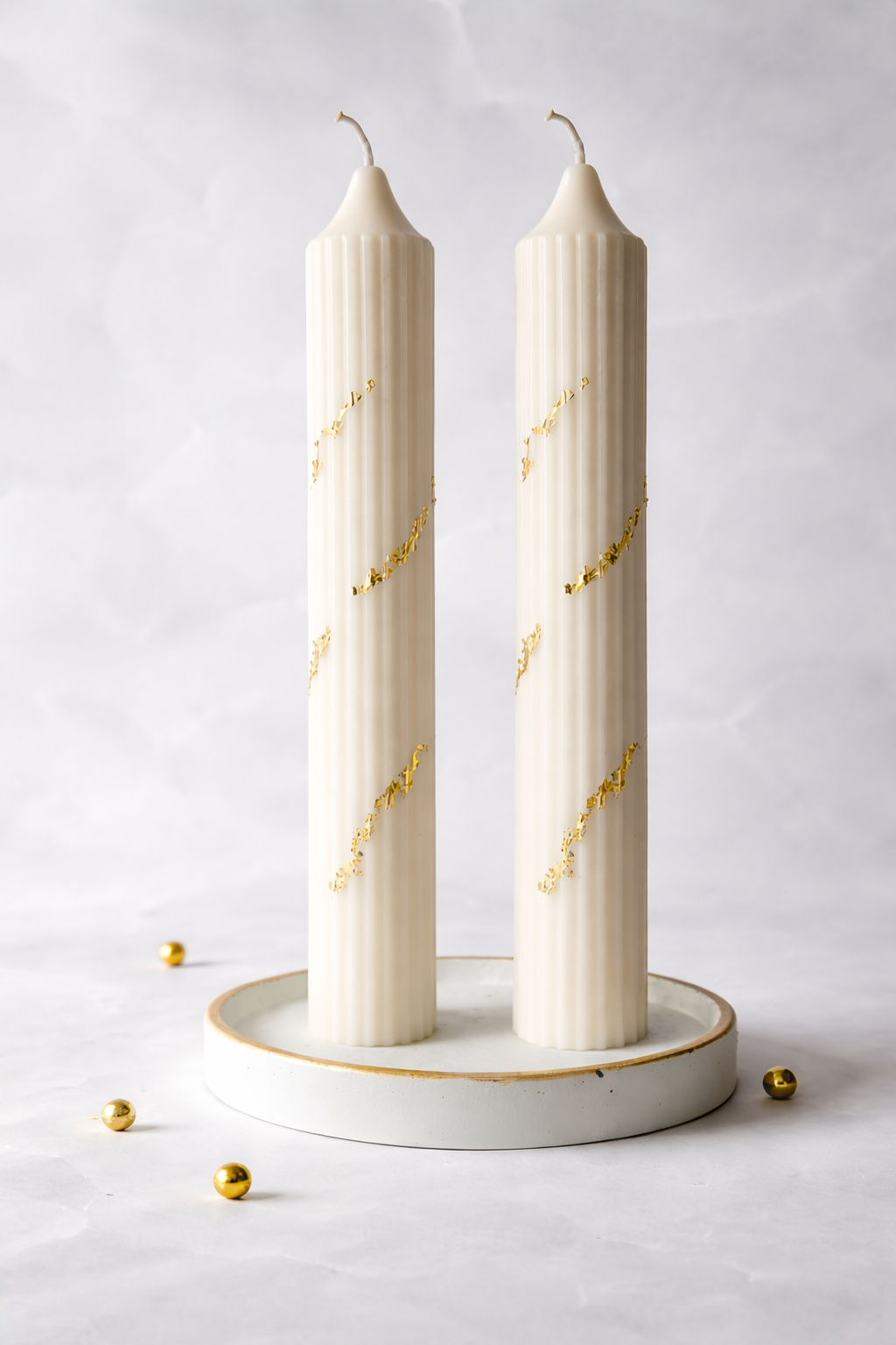 White Gold Hope Pillar Candle - Set of 2