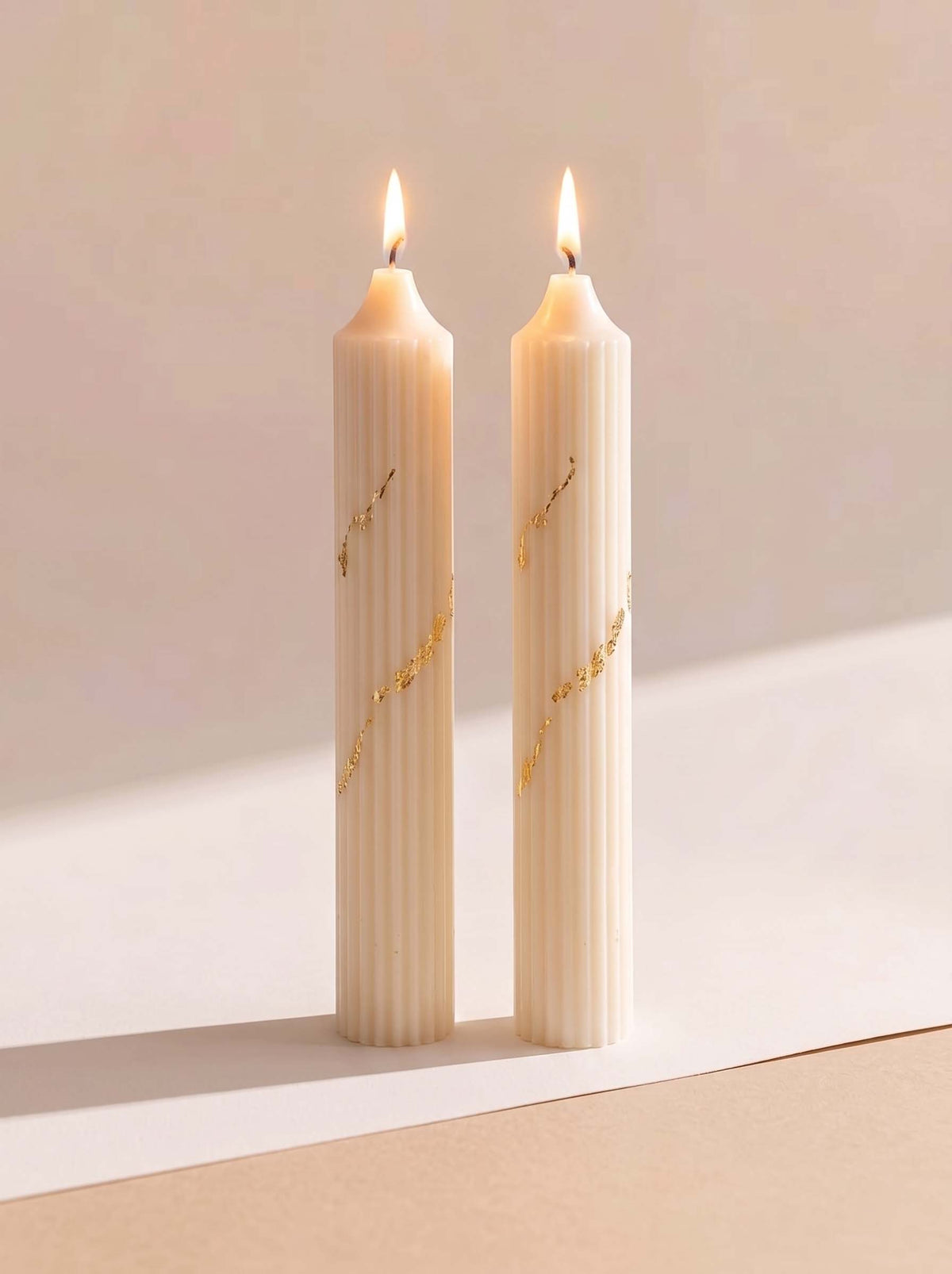 White Gold Hope Pillar Candle - Set of 2