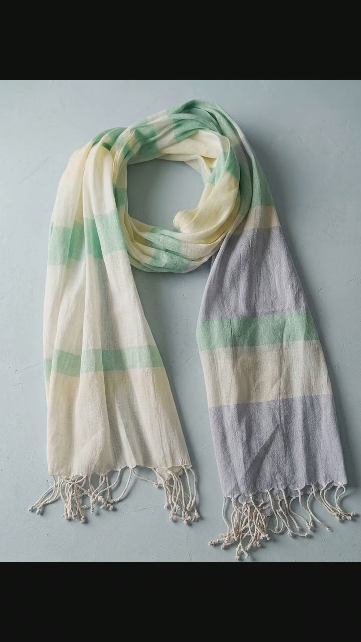 Ivory Mauve Hemp Stole